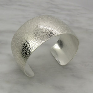 Sterling Silver Wide Cuff Bracelet - Handmade Statement Jewelry - Unique Gift Idea for Her