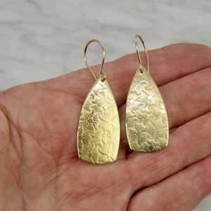 Gold Drop Earring, beautifully textured and just the right size with 14 karat gold fill ear wires, the perfect gift for her