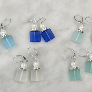 Small Sea Glass and silver Earrings in 5 colors in Your Choice of 2 Different Ear Wires, Custom-made earrings just for you