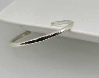 Hammered Sterling Silver Cuff Bracelet: Heavy Gauge Forged Design