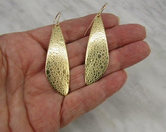 Large Teardrop Earrings, Statement Earrings, Brass Drop Earrings with 14k Gold Filled ear wires, the perfect gift