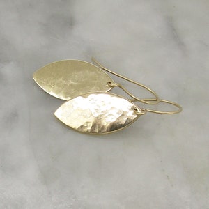 Hammered Gold Earrings in a Leaf Shape, the perfect gift for the woman who loves gold