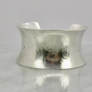 Sterling Silver Cuff Bracelet hammered and forged into a beautiful statement bracelet, the perfect gift for her
