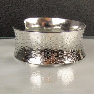 Hand Forged Pewter Cuff Bracelet: Textured Statement Jewelry