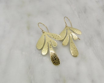 Long Vine Earrings, Statement Earrings, Brass Drop Earrings with 14k Gold Filled ear wires, the perfect gift