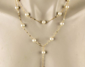 Choose your length Lariat, adjustable pearl necklace, Y necklace, handmade jewelry,  pearls and gold lariat, the perfect gift