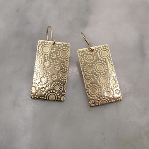 Golden Rectangular Earrings: 14K Gold Fill Ear Wires