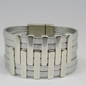Leather Cuff Bracelet, Your choice of leather colors, with a magnetic clasp, the perfect gift for her