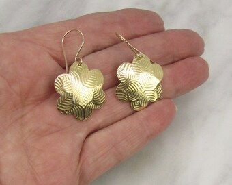 Flower Earrings, Flower Power Earrings,  lightweight easy to wear, a great gift, 14k gf ear wires