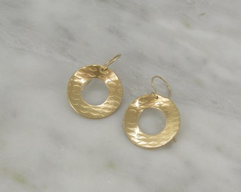 Round Circle   Earrings, Drop Earrings, Gift Earrings,  gold  Earwires, Handmade Earrings, Golden Earrings, Lightweight Earrings