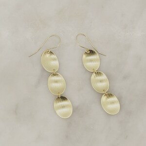 Golden drop earrings with a beautiful texture and 14 karat gold, fill ear wires, the perfect gift for her