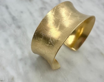 Textured Brass Cuff Bracelet: Forged Golden Jewelry