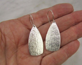 Sterling silver spear shaped drop earrings, textured, sterling, silver earrings, the perfect gift, drop silver earrings