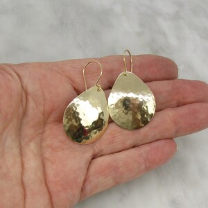 Hammered Gold  Earrings, Lightweight Earrings, Teardrop Shaped Earrings, Gift Earrings, Handmade to Order Earrings