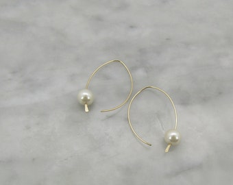 Pearl Earrings, Beautiful Long ivory pearl and 14k GF   Earrings, the perfect gift, Handmade Pearl Earrings
