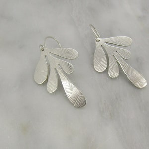 Long sterling silver earrings, beautifully textured, made by hand, the perfect gift for her