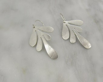 Silver Vine Shaped Earrings, Beautifully Textured, unique earrings in Sterling silver, Elegant Earrings, a great gift