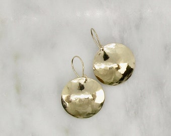 Hammered 14k Gold Filled  Earrings, Lightweight Earrings, Real Gold Round Domed Earrings, Gift Earrings, Handmade  Earrings