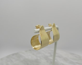 Large Hoop  Drop Earrings, Textured  Brass Hoop Earrings, a great gift, 14k gf posts, Handmade Earrings for her