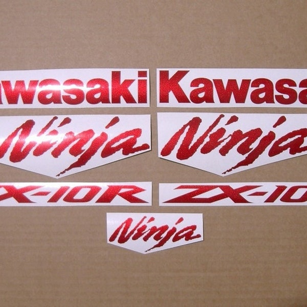 ZX6R or ZX10R ninja metallic red custom decals stickers set kit customized graphics adhesives zx pearl 600 cherry 1000 logo emblems