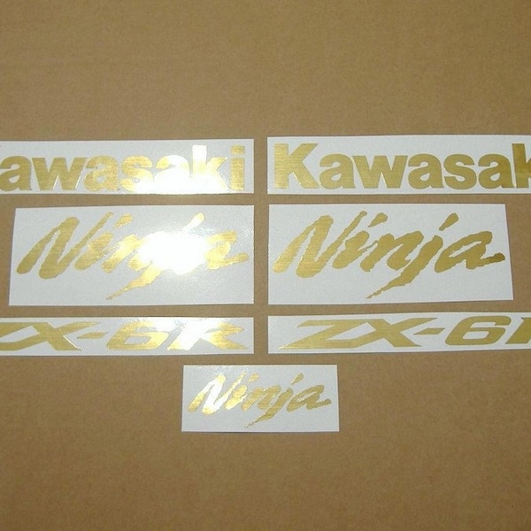 ZX6R or ZX10R ninja custom color brushed gold customized decals graphics stickers set golden kit autocollants logo pattern adesivi mark