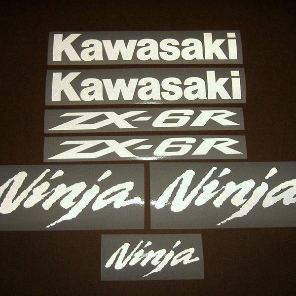 ZX10R or ZX6R ninja light reflective white custom decals kit stickers set customized pegatinas autocollants graphics labels logo mark