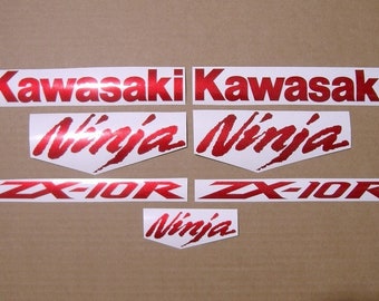 ZX6R or ZX10R ninja metallic red custom decals stickers set kit customized graphics adhesives zx pearl 600 cherry 1000 logo emblems