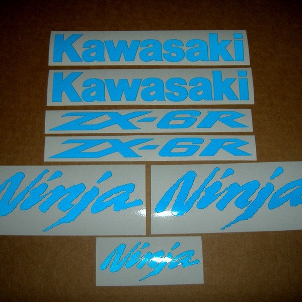 ZX10R or ZX6R ninja light reflective blue custom color decals set stickers kit customized ZX-10R graphics adhesives 600 logo 1000 mark ZX-6R