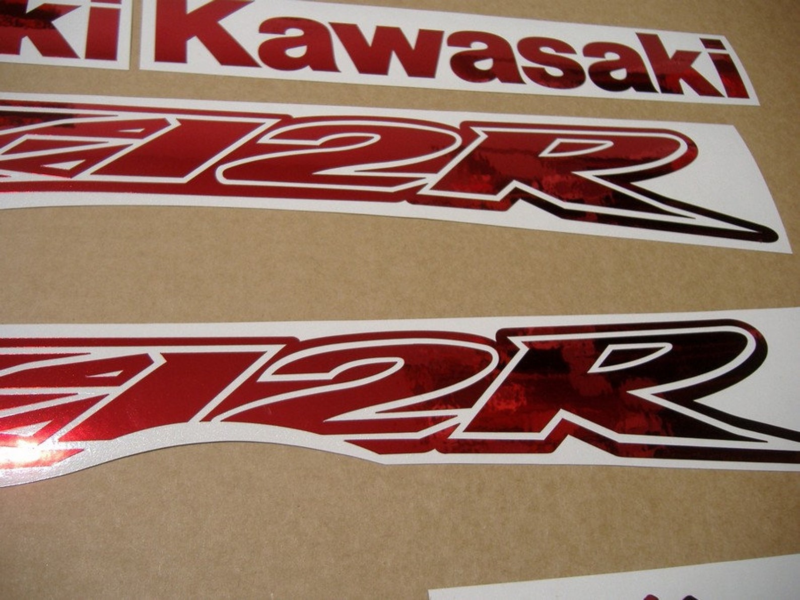Kawasaki ZX12R ninja chrome mirror red decals stickers set Etsy