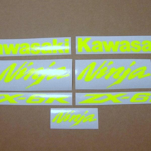 ZX10R or ZX6R ninja fluorescent neon yellow custom decals stickers set kit customized graphics pegatinas adesivi signal pattern