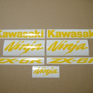 ZX6R or ZX10R ninja custom yellow decals kit stickers set customized graphics pegatinas adhesives autocollants logo pattern mark giallo gelb
