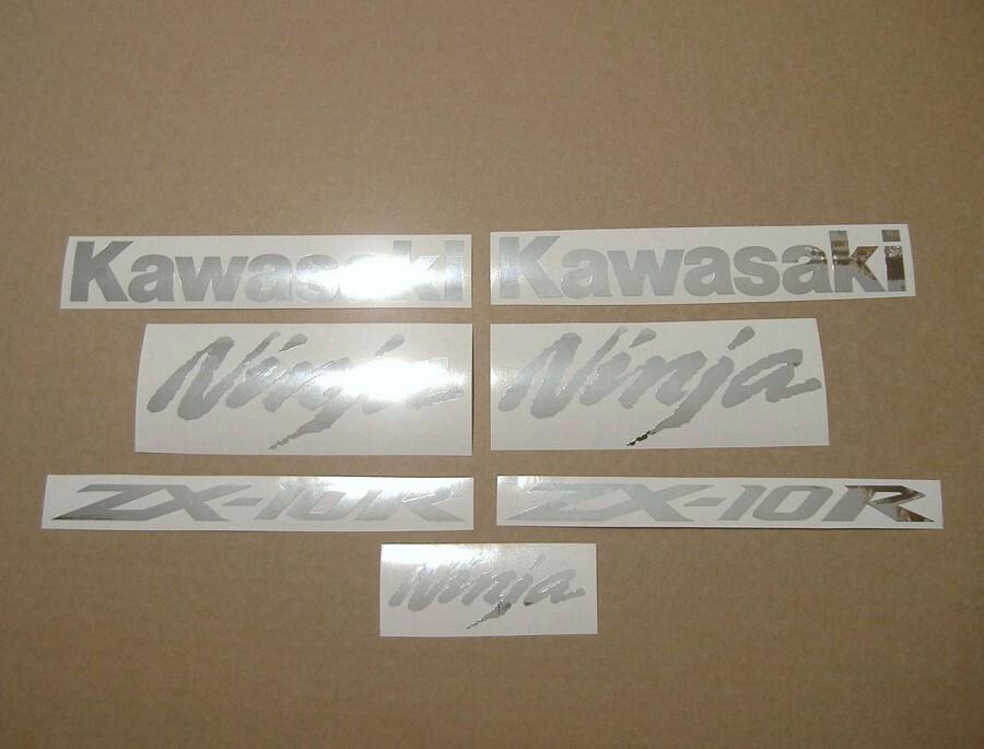 ZX10R or ZX6R Ninja Chrome Silver Custom Decals Stickers Set Kit