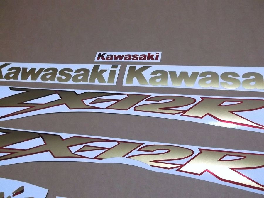 \"200様⑅20 ZX12R 2000-2004 Ninja Gold Pearl Red Stickers Set Decals