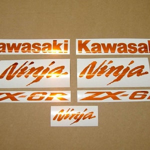 ZX6R or ZX10R ninja chrome orange custom decals stickers set kit customized graphics pegatinas adhesives adesivi shiny zx pattern