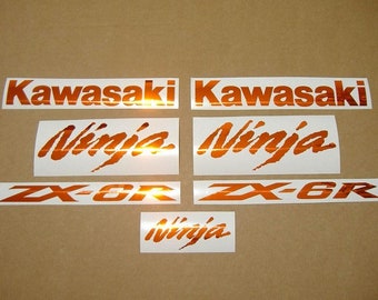 ZX6R or ZX10R ninja chrome orange custom decals stickers set kit customized graphics pegatinas adhesives adesivi shiny zx pattern
