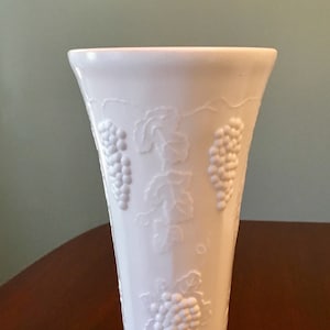 Indiana Colony Harvest Pattern Milk Glass Tall Footed Vase - 9-3/4&quot; tall