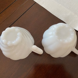 Vintage Hazel Atlas Alpine White Punch Set, Milk Glass Punch Bowl 7 Milk Glass Punch Cups BEAUTIFUL image 9