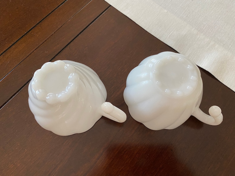 Vintage Hazel Atlas Alpine White Punch Set, Milk Glass Punch Bowl 7 Milk Glass Punch Cups BEAUTIFUL image 9