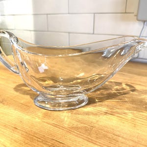 Clear Glass Pedestal Gravy Boat