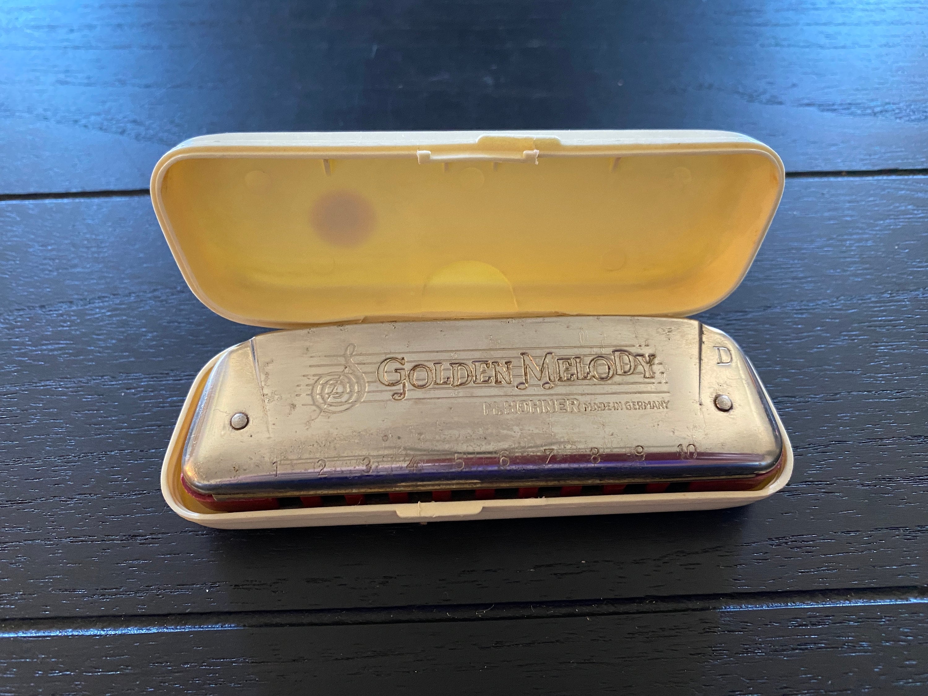 Vintage M. Hohner Golden Melody Harmonica Key of D in Original