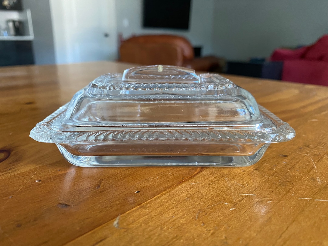 Vintage Clear Glass Butter Pat Dish, Covered Butter Dish Etsy