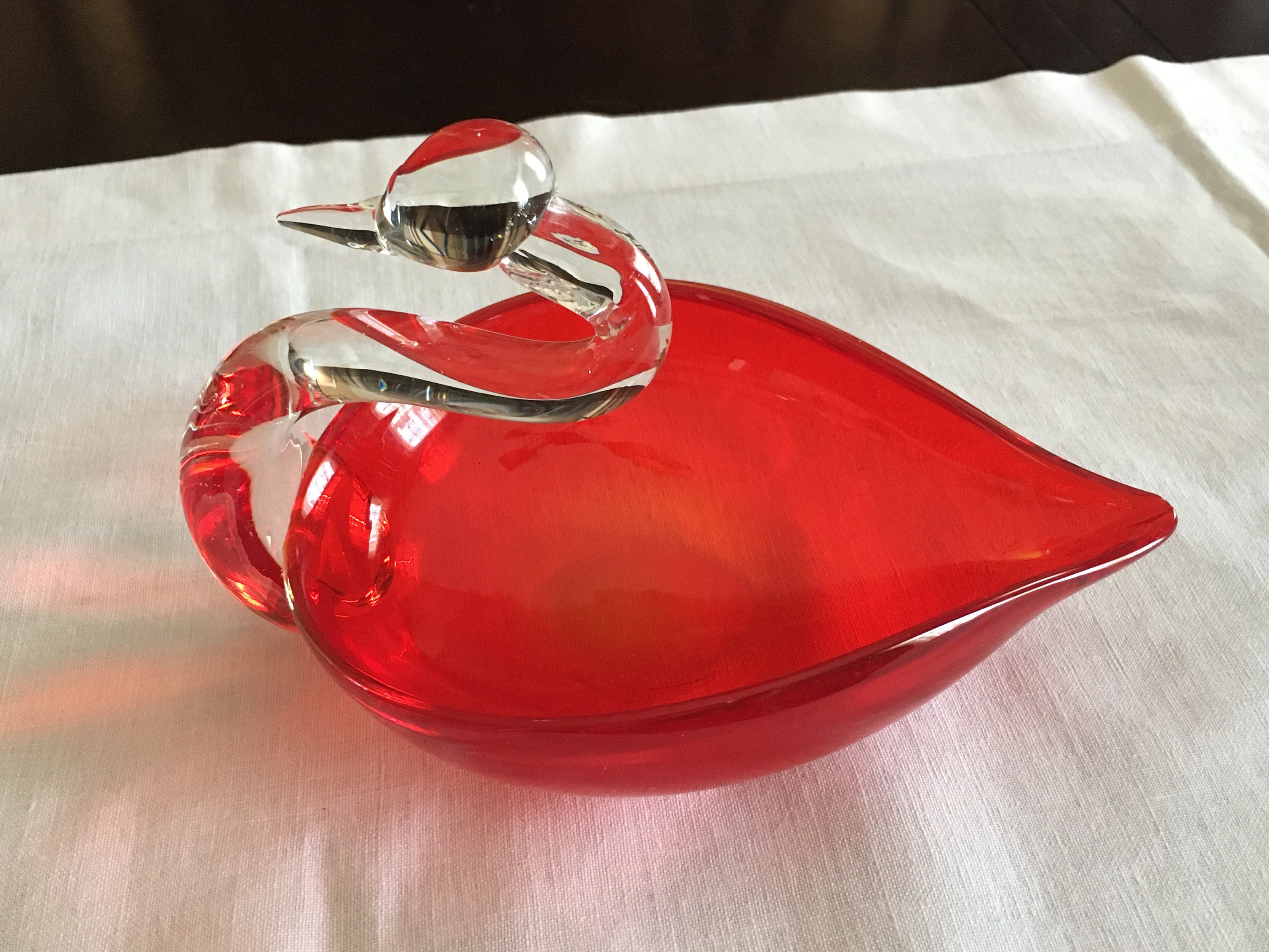 Swedish Modern Red Art Glass Candy Bowls-NYShowplace