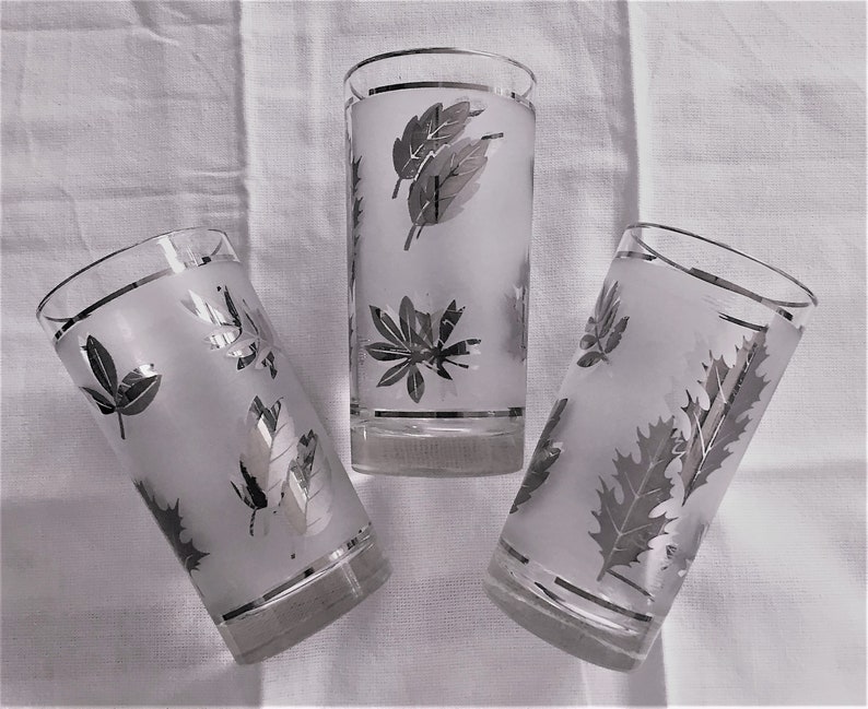 Libbey Silver Foliage Silver Leaf Frosted Iced Tea Glasses Etsy