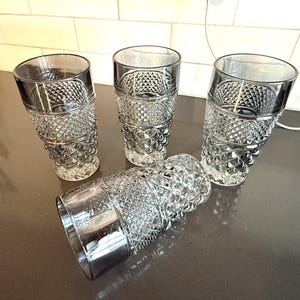 Wexford Smoke 11 oz. Flat Tumblers - Set of 4 - Vintage Anchor Hocking Glassware Glasses