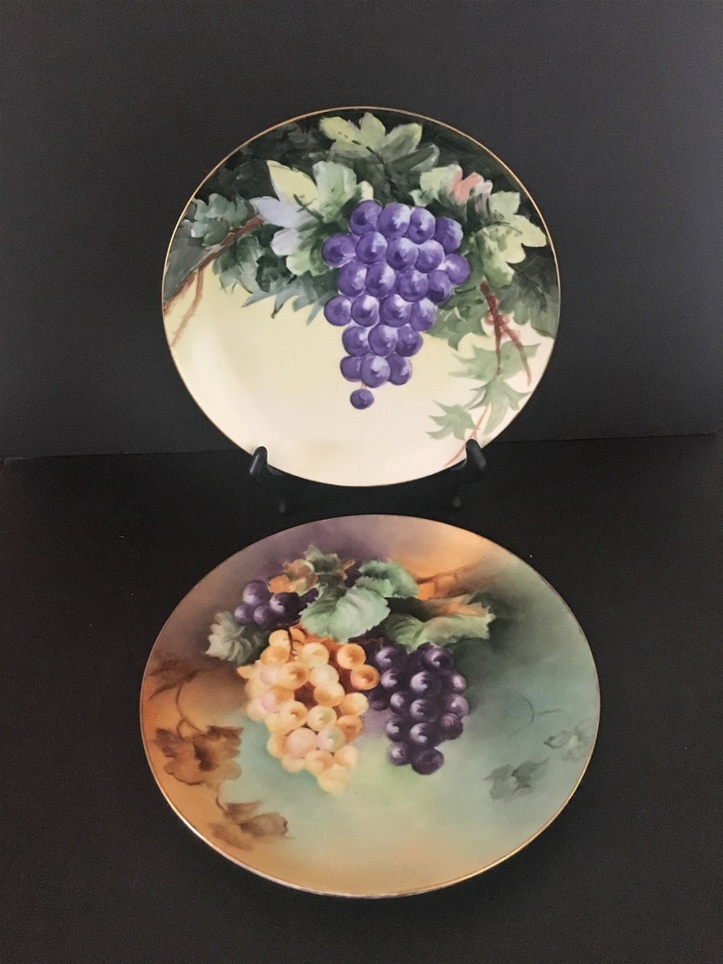 2 Decorative China Plates With Grape Clusters Bavaria Etsy