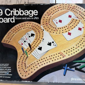 29 CRIBBAGE Board, Wooden Cribbage Game Board - 1983 Pressman Games