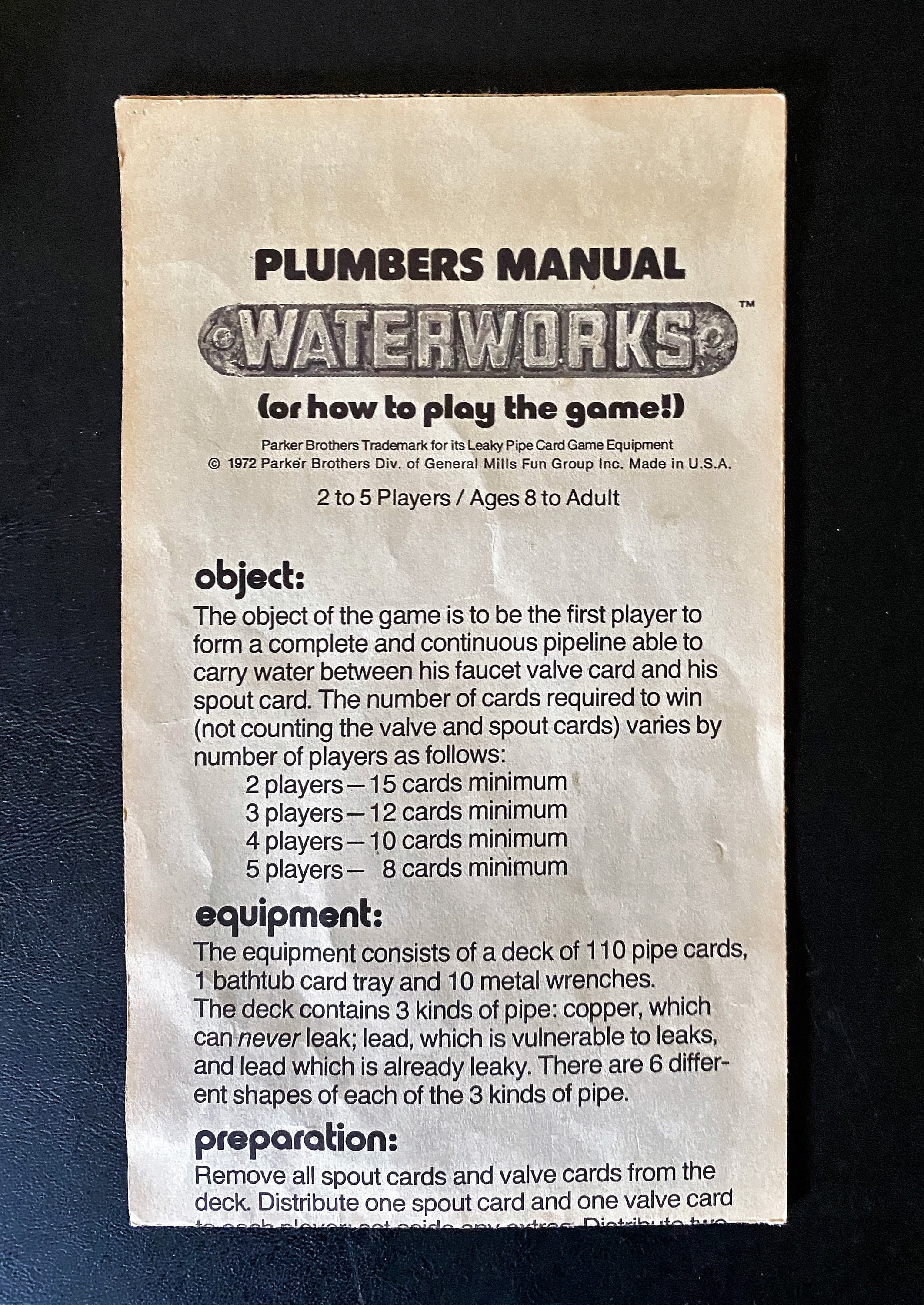 Vintage WaterWorks Leaky Pipe Card Game by Parker Brothers Etsy