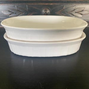2 cocottes individuelles ovales Corning French White F-15-B