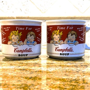 Campbell Kids &quot;Time for Soup&quot; Handled Soup Mugs (1998) - Set of 2
