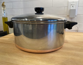 Revere Ware Copper Bottom 4-1/2 Quart Dutch Oven w/Original Lid, Revere Ware Stock Pot